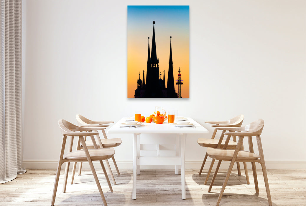 Premium textile canvas The five towers of Halle-Saale 