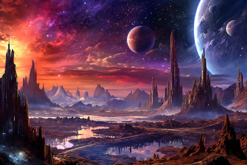 Premium Textil-Leinwand Science Fiction - Reise zu fremden Planeten - Andromeda