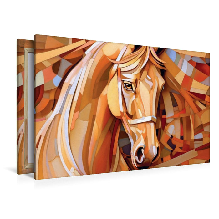 Premium Textil-Leinwand Goldenes Pferd - Portrait