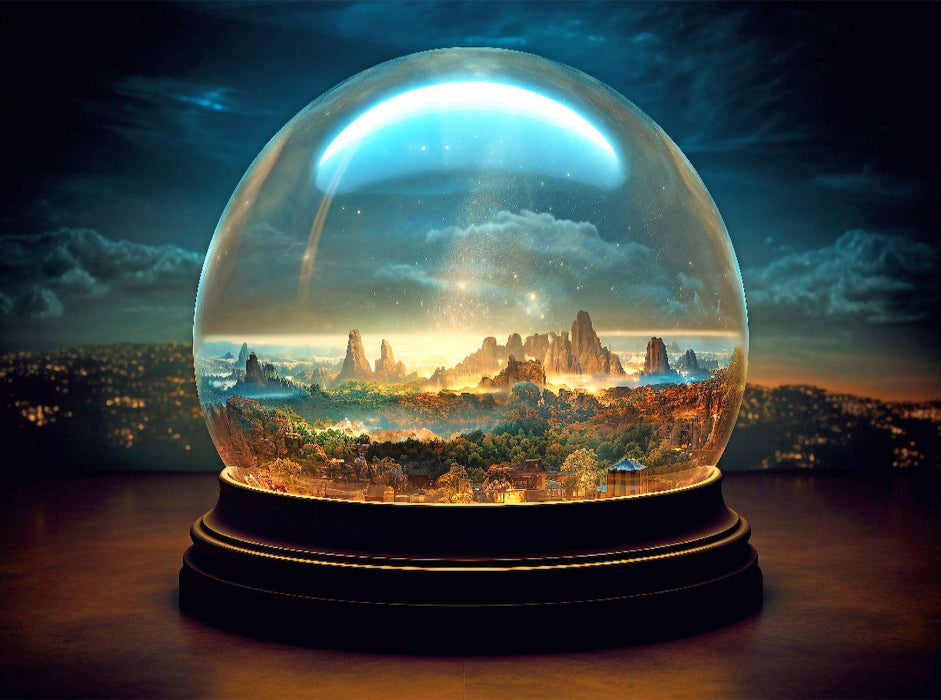 Paysage de montagne dans une boule de verre - Puzzle photo CALVENDO' 