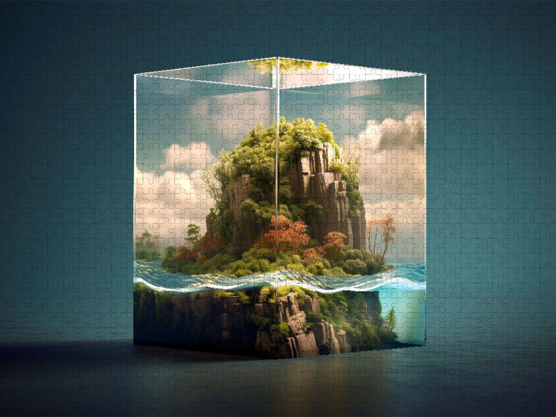Petite île dans un cube de verre - Puzzle photo CALVENDO' 