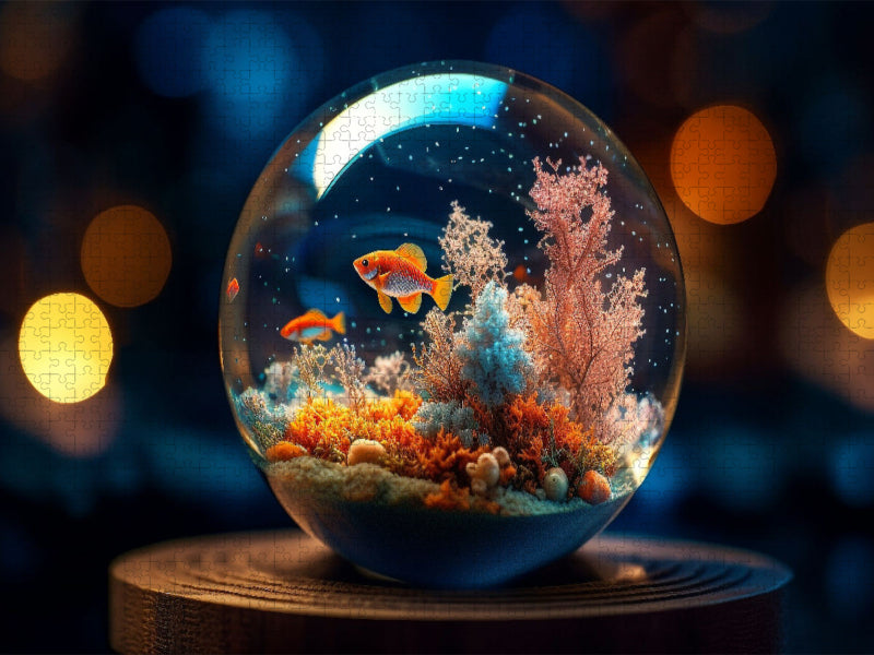 Korallenriff mit Fischen in einer Glaskugel - CALVENDO Foto-Puzzle'