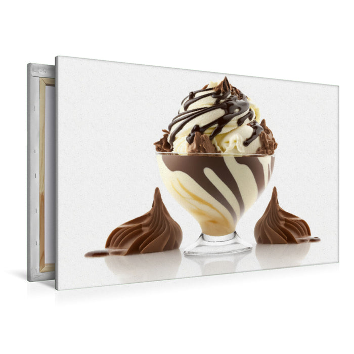 Premium Textil-Leinwand Schokoladen Eisbecher