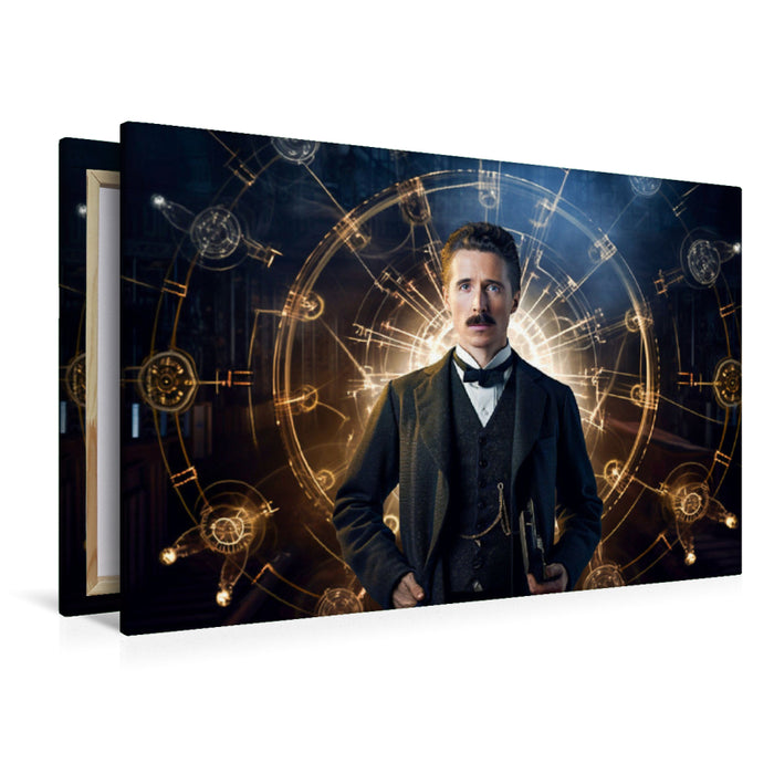 Premium Textil-Leinwand Nikola Tesla