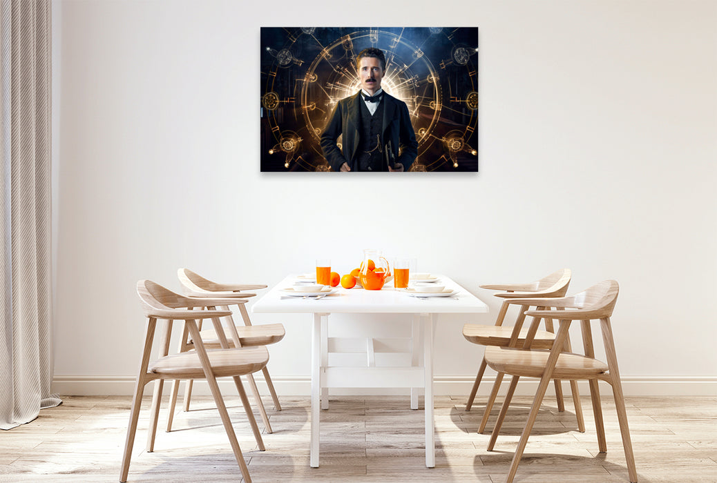 Premium Textil-Leinwand Nikola Tesla