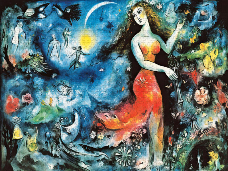 Sandro Botticellis "Die Geburt der Venus" gemalt im Stil von Marc Chagall - CALVENDO Foto-Puzzle'