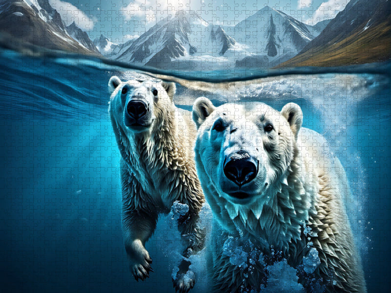 Polarbären auf der Jagd unter Wasser - CALVENDO Foto-Puzzle'