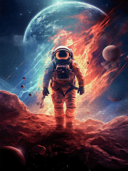 Astronaut schreitet durch Sternensturm - CALVENDO Foto-Puzzle'