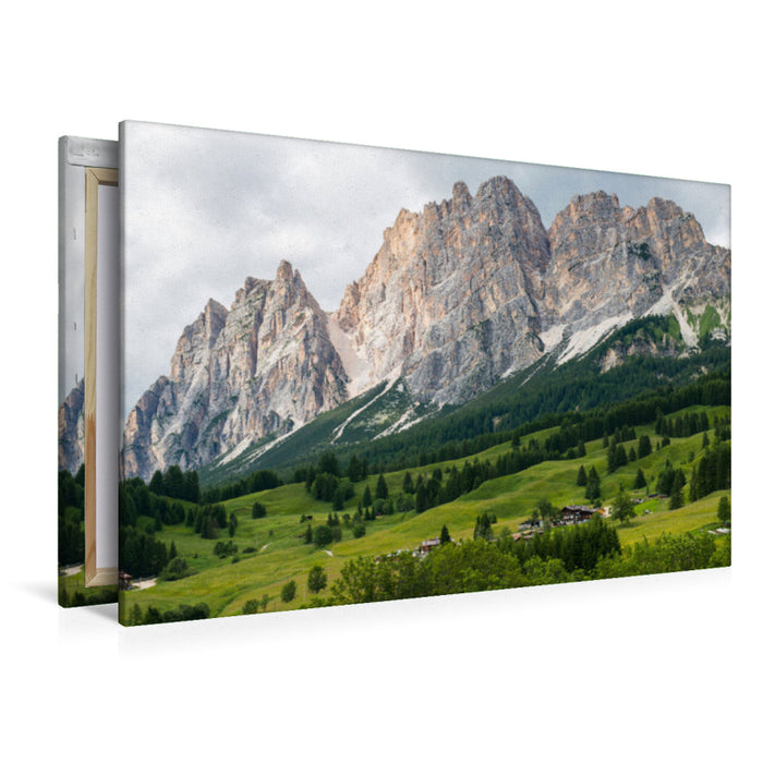 Premium Textil-Leinwand Le Tofane Berg, Dolomiten Panorama aus dem Cortina