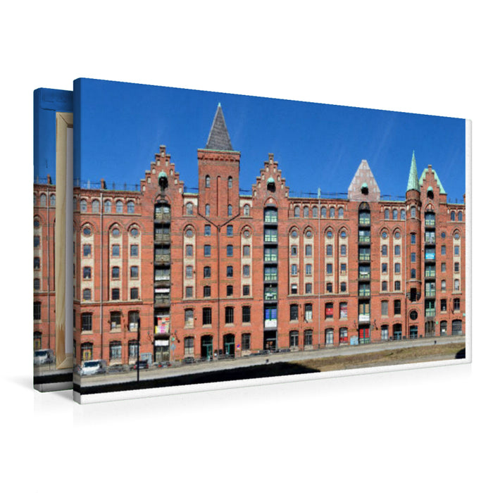 Premium Textil-Leinwand Brooktorkai Speicherstadt Hamburg