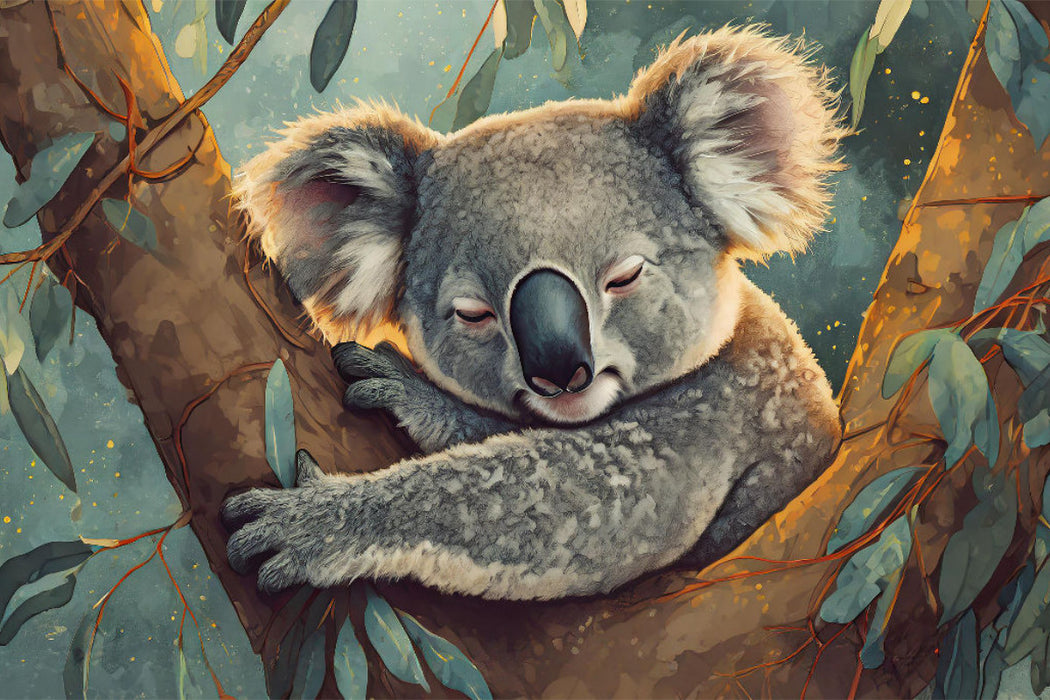 Toile textile premium Le koala fait la sieste 