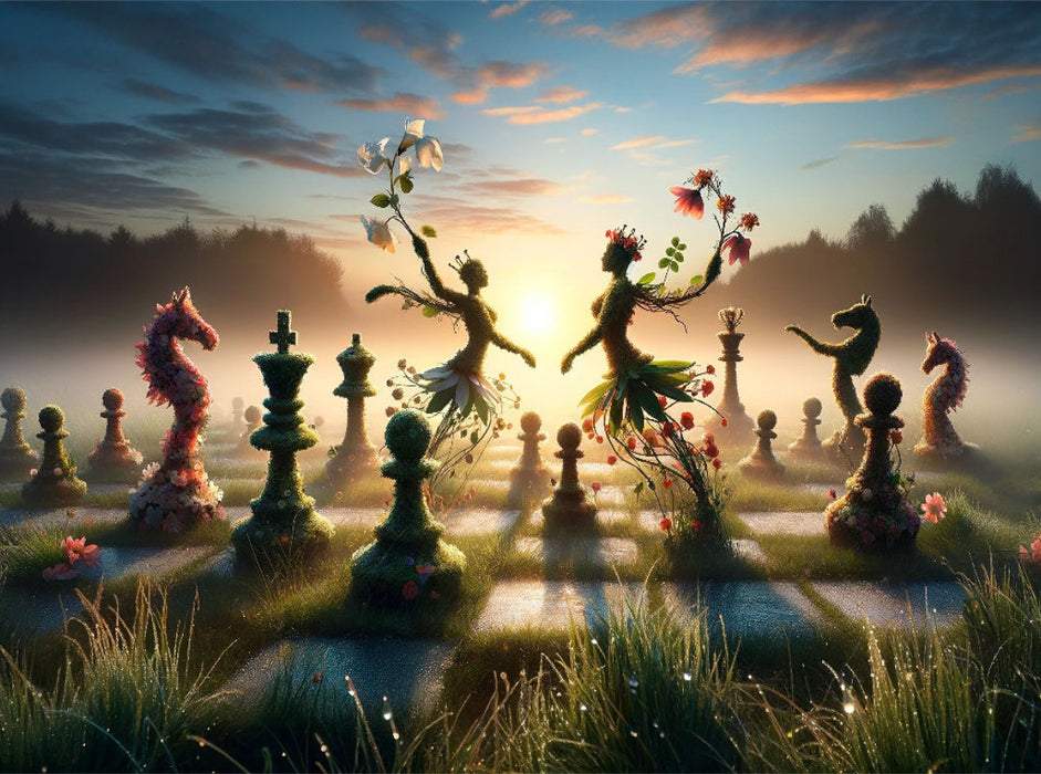 Florales Schachballett im Morgenlicht - CALVENDO Foto-Puzzle'
