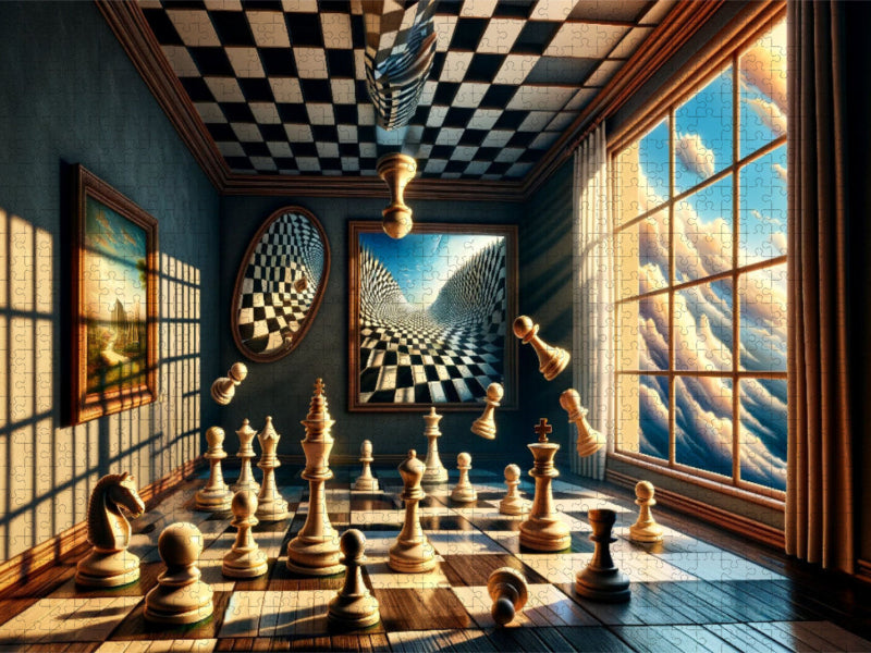 Schachgeflüster im Raum der Illusionen: Das Spiel, das Realität verbiegt - CALVENDO Foto-Puzzle'