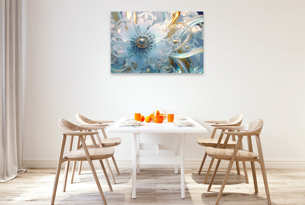 Premium textile canvas ice flowers - blossoms like glass 