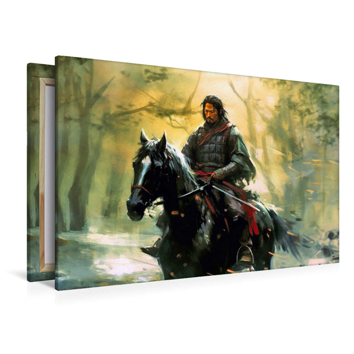 Premium textile canvas Samurai on horseback 