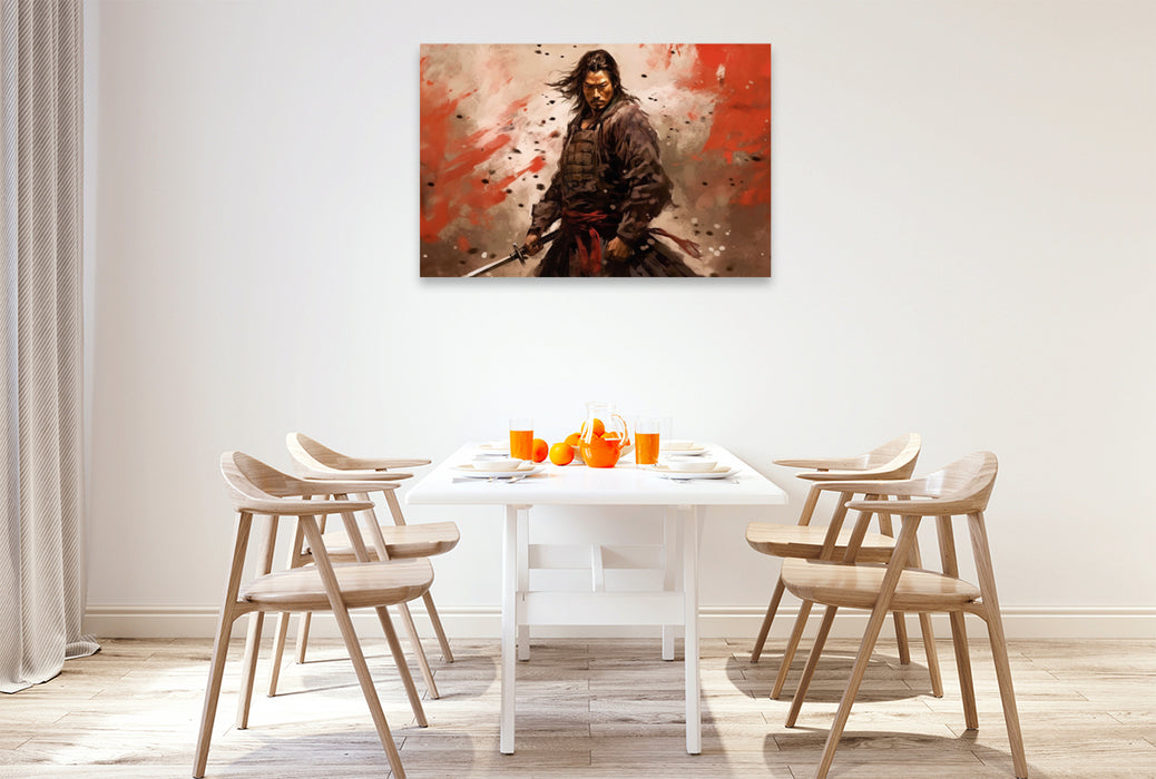 Premium Textile Canvas Internally Centered - Samurai in Battle 