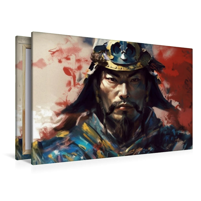 Premium textile canvas warrior portrait - Samurai 