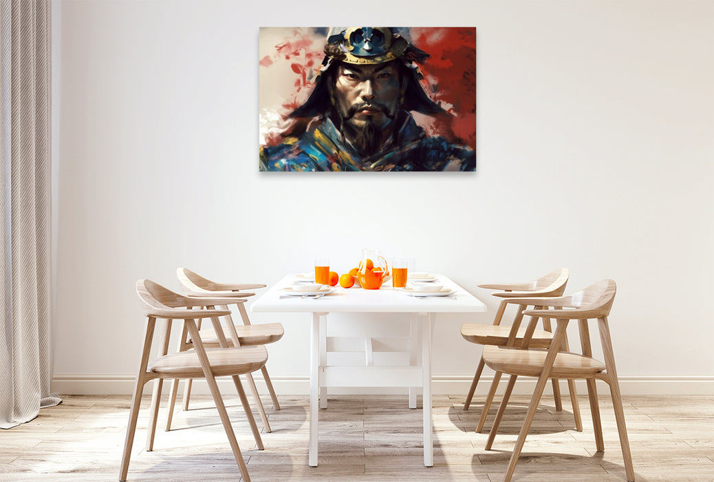 Premium textile canvas warrior portrait - Samurai 