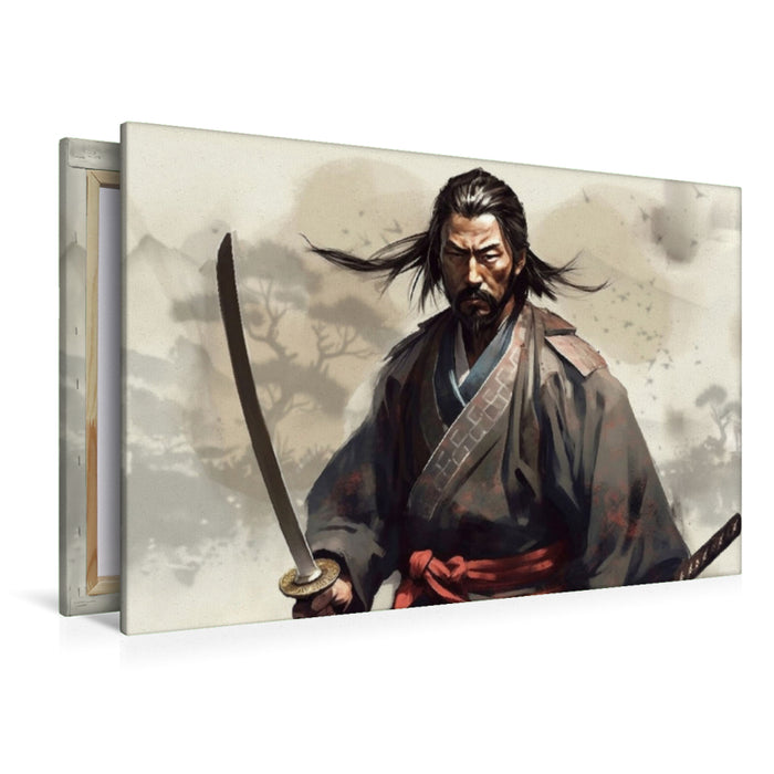 Premium Textil-Leinwand Samurai Krieger