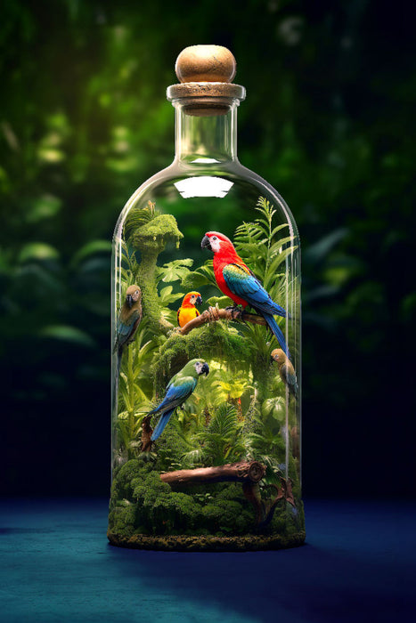 Premium Textil-Leinwand Dschungel in der Flasche