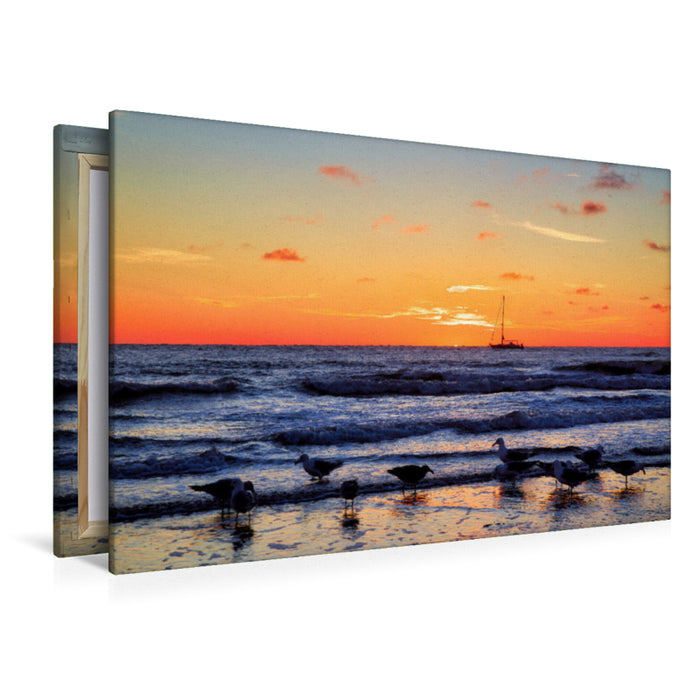 Premium textile canvas Sunset on Norderney's northern beach 