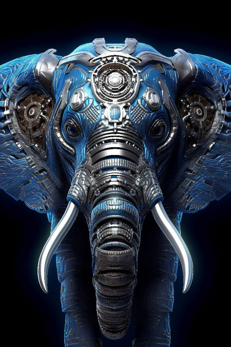 Premium Textil-Leinwand Elefant - Cyborg Tier in Verbindung mit Elementen des Steampunk