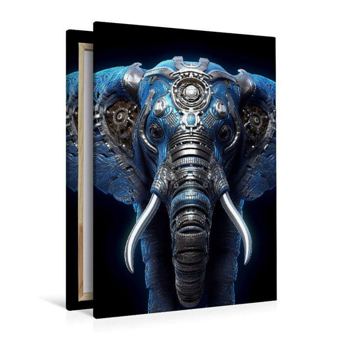 Premium Textil-Leinwand Elefant - Cyborg Tier in Verbindung mit Elementen des Steampunk
