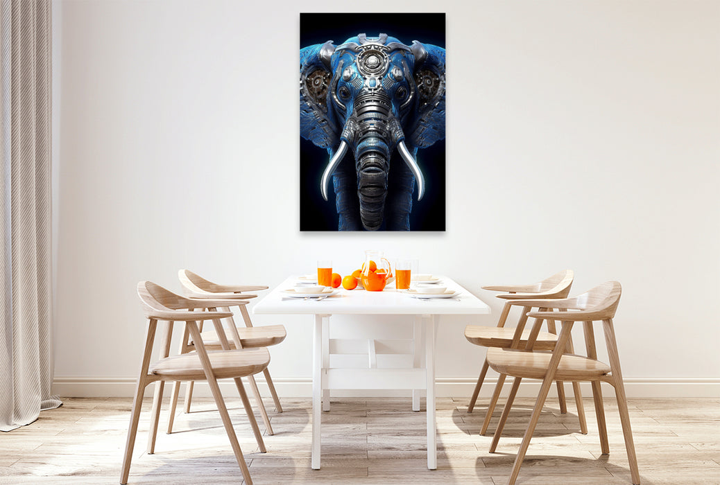 Premium textile canvas elephant - cyborg animal in combination with elements of steampunk 