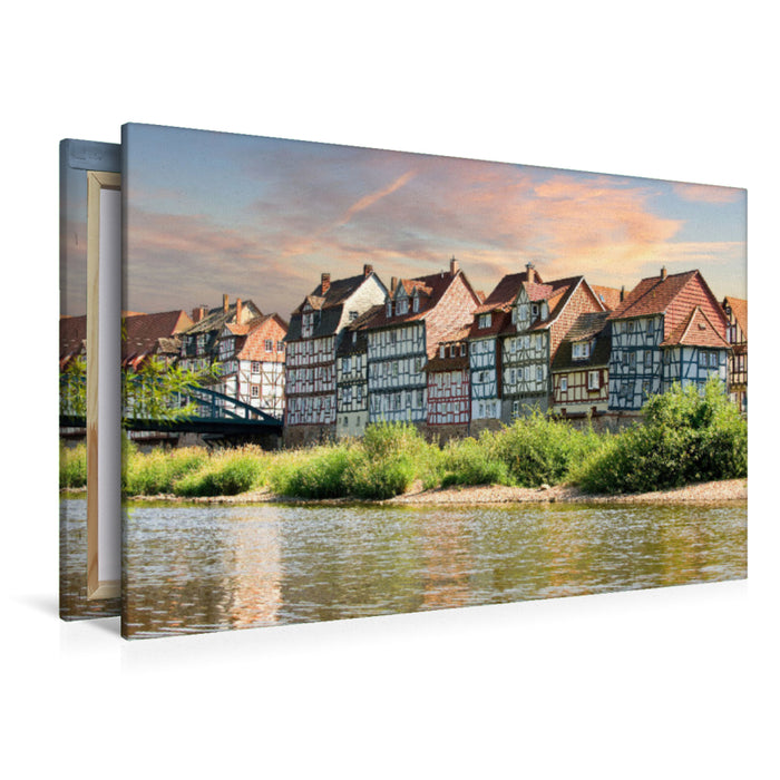 Premium textile canvas: Historic row of houses on the Fulda 