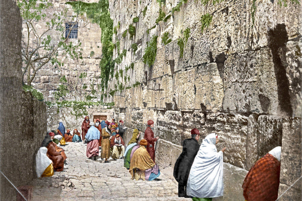 Premium Textil-Leinwand Jerusalem – Klagemauer um 1900