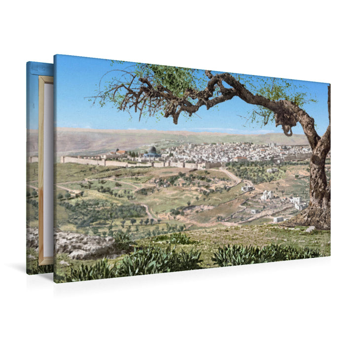 Premium Textil-Leinwand Jerusalem – Panoramasicht vom Mount Scopus um 1900
