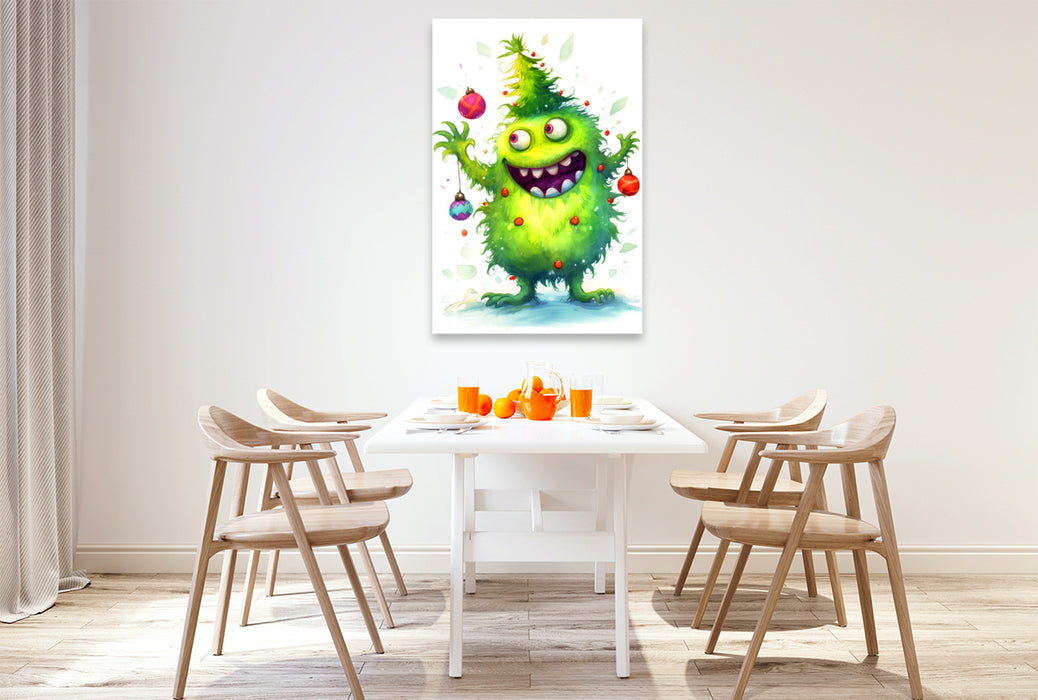 Premium Textil-Leinwand Weihnachtsbaummonster