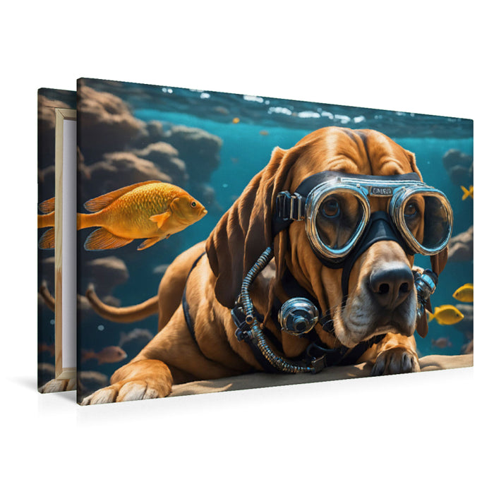 Chien de sang en toile textile haut de gamme Pluto avec lunettes de natation en plongée 