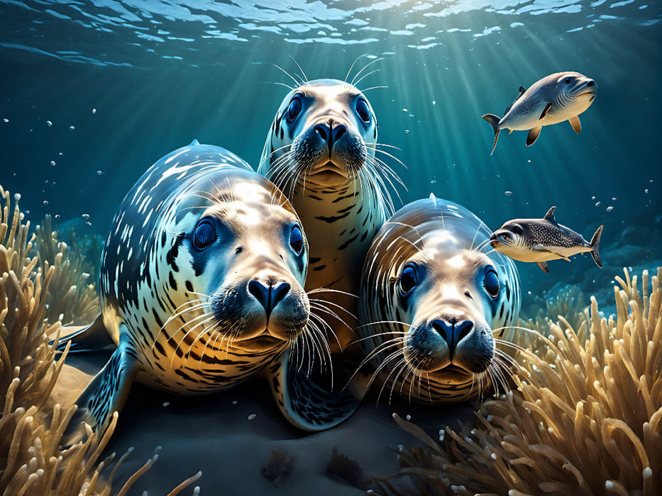 Seehunde in ihrem Unterwasserrevier - CALVENDO Foto-Puzzle'