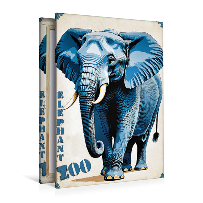 Premium Textil-Leinwand Vintage Elefanten Poster