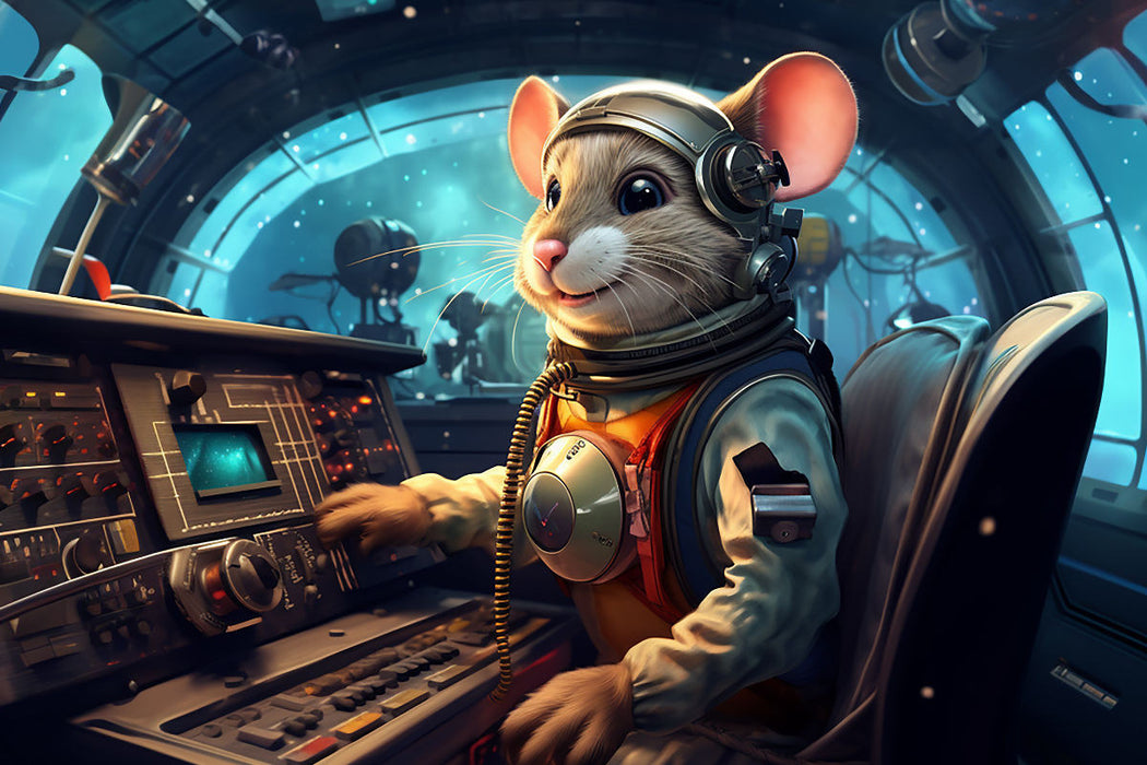 Premium Textil-Leinwand Paul - Die Raumfahrer Maus auf einer abenteuerlichen Reise im All