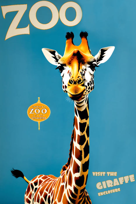 Premium Textil-Leinwand Vintage Giraffen Poster