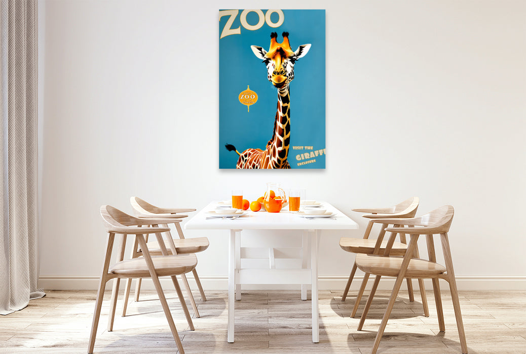 Premium Textil-Leinwand Vintage Giraffen Poster