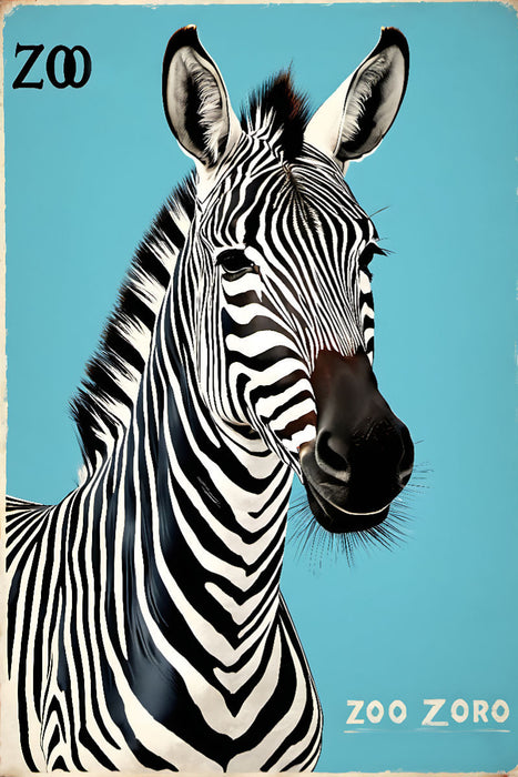 Premium Textil-Leinwand Vintage Zebra Poster