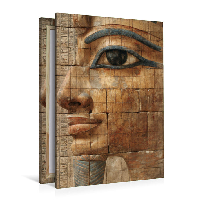 Premium Textil-Leinwand Pharaonische Reflexionen: KI-Relief in Sepiatönen