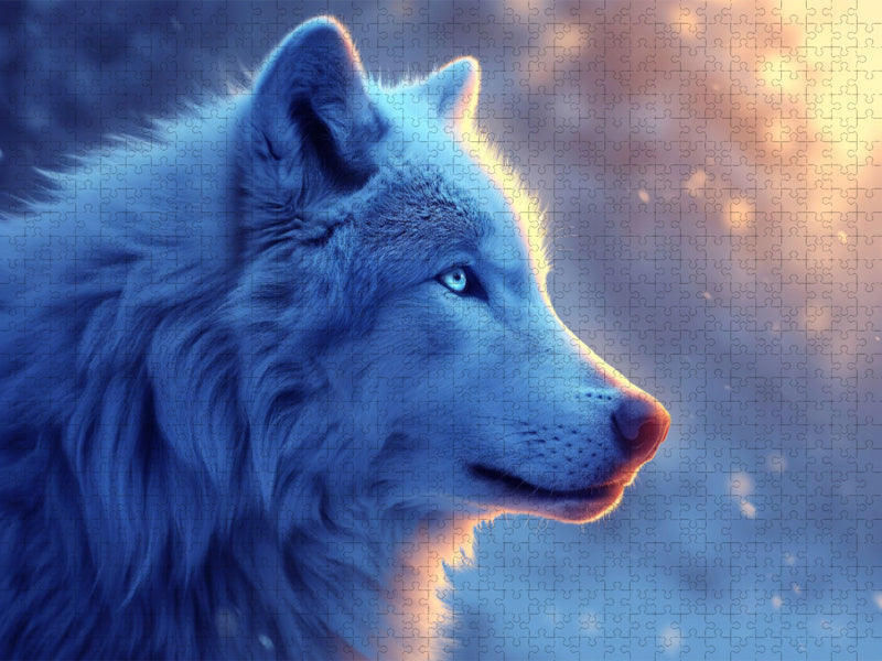 Brillance de givre : Le bleu clair dans la lumière du loup blanc - Puzzle photo CALVENDO' 