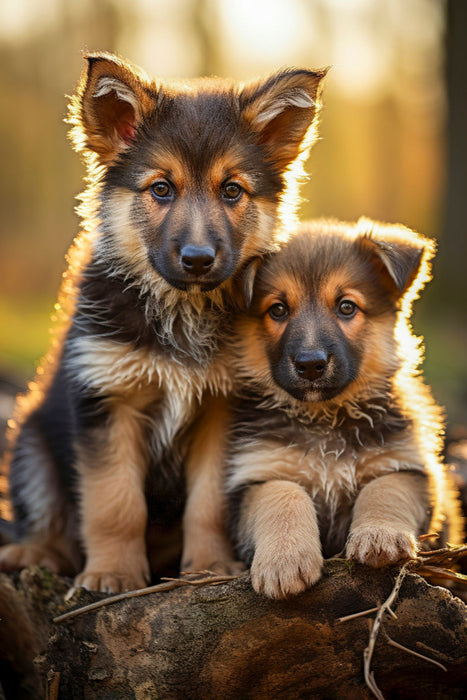 Premium Textil-Leinwand Deutscher Schäferhund, entzückender Nachwuchs