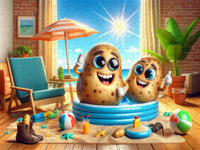 Sommerspaß im Wohnzimmer: Kartoffeln im Planschbecken - CALVENDO Foto-Puzzle'