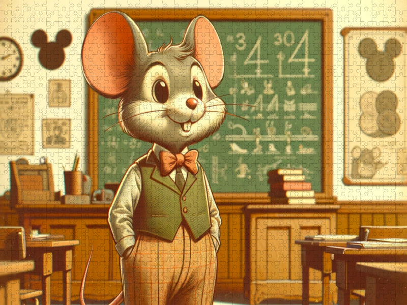 Cartoon-Maus, die als Lehrer in einer Schule verkleidet ist - CALVENDO Foto-Puzzle'