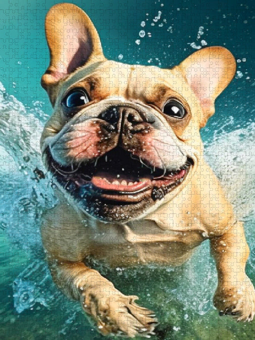 Französische Bulldogge im Wasser - CALVENDO Foto-Puzzle'