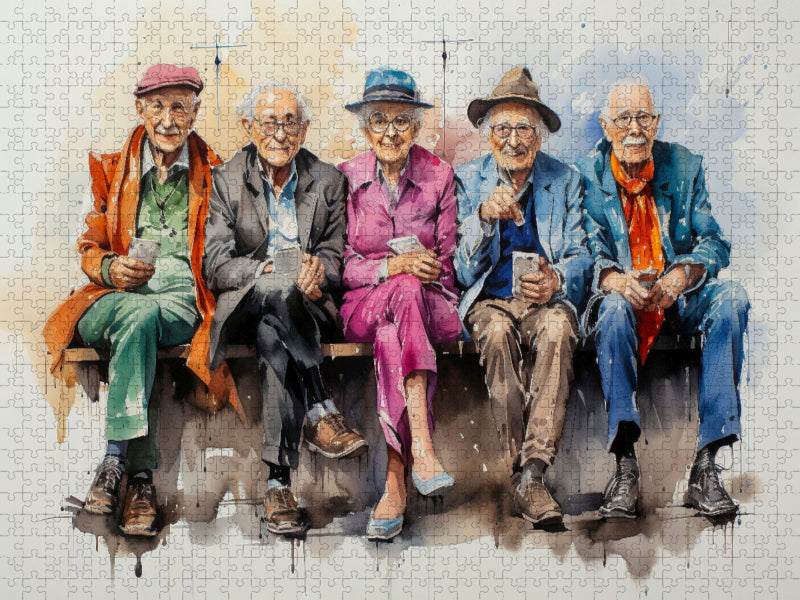 Lustige Rentner - Handy dabei - CALVENDO Foto-Puzzle'