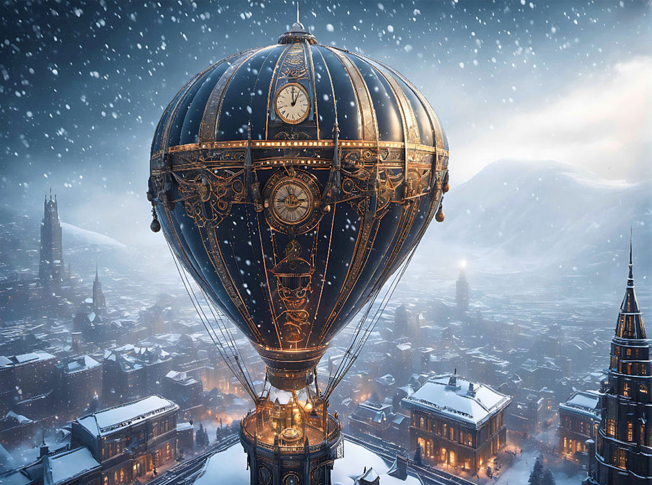 Dampffesselballon im Schneegestöber - CALVENDO Foto-Puzzle'