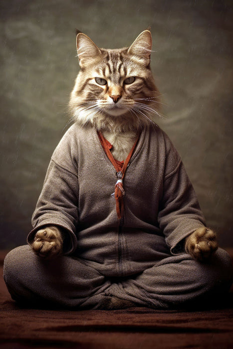 Premium Textil-Leinwand Miau Meditationen