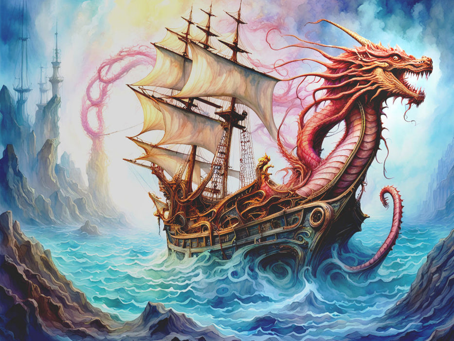 Ein Motiv aus dem Kalender Fantasie-Drachensegelschiffe - CALVENDO Foto-Puzzle'