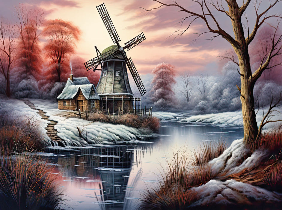 Windmühle im ersten Frost - CALVENDO Foto-Puzzle'